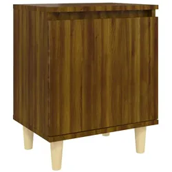 vidaXL Nachttisch mit Massivholz-Beinen Braun Eichen-Optik 40x30x50cm