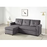 Atlantic Home Collection Schlafsofa "Gustavo L-Form, B: 199 cm", grau, B:199cm H:82cm T:127cm, 100% PES, ATLANTIC HOME COLLECTION, Sofas, Schlafsofa, mit Bettfunktion, Bettkasten & seitlichen Taschen