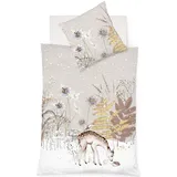 FLEURESSE Aspen Rehe Bäume Winter Beige 155 x 220 cm + 2 x 80 x 80 cm