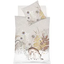 FLEURESSE Aspen Rehe Bäume Winter Beige 155 x 220 cm + 2 x 80 x 80 cm