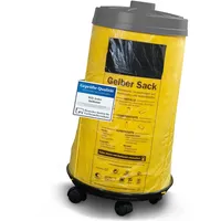Sacktonne gelb mit Rollwagen und Deckel, Müllsackständer, Gelber Sack, Mülltonne, Wertstoffbehälter