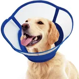 Kuoser Halskrause Hund Weich, Leckschutz Schutzkragen Hund, Comfy Cone Hund, Einstellbarer Halskrause für Hunde Nach op, Atmungsaktive Haustier Elisabethanischer, Halskrause Katze, Blau, L