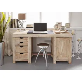 Massivmoebel24 Schreibtisch Akazie beige