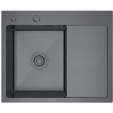 Edelstahlspüle mit Spender und Ablage 58 x 48 cm GRAPHIT Melanstar HD5848LB