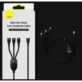 Baseus USB-C auf Micro USB + Lightning 1,5 m Schwarz