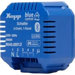 Kopp 864005012 Blue-control Schaltaktor, Schalter 1-Kanal, 5-Draht, mit potentialfreiem Kontakt, mit Bluetooth Mesh-Technologie
