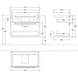 Villeroy & Boch Waschtischunterschrank 2 Auszüge 78,7 x 59,0 cm Braun
