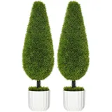 Homcom Kunstpflanze Zypresse 2er-Set 90 cm Künstliche Pflanzen im Topf, mit Kunstmoos