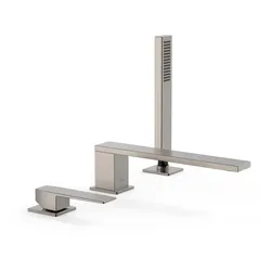 Tres Slim Exclusive, Einhebel Wannenrandbatterie, Edelstahloptik