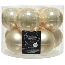 Kaemingk Weihnachtskugeln Glas 6cm x 10 Stück Christbaumkugeln matt glänzend perle