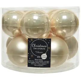 Kaemingk Weihnachtskugeln Glas 6cm x 10 Stück Christbaumkugeln matt glänzend perle