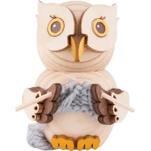 Kuhnert - Dekoration/Holzfigur - Mini Eule mit Strickzeug