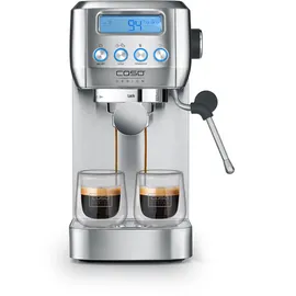 CASO Design EspressoGourmet Crema Siebträgermaschine silberfarben mit Milchaufschäumer