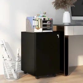 Vinsetto Aktenschrank mit 3 Schubladen, Büroschrank mit Schloss, Stahl, Schwarz, Metall, 43.5x60x37 cm, Arbeitszimmer, Aktenschränke
