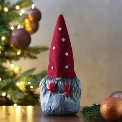 Wichtel ALVA Zöpfe Dekofigur rote Mütze weiße Sterne Weihnachtsfigur 25,5cm
