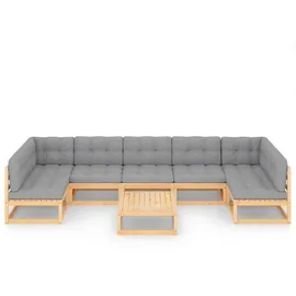 vidaXL 8-tlg. Loungeset mit Kissen grau