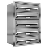 AL Briefkastensysteme 5er Premium Unterputz Edelstahl Briefkasten Anlage 5 Fach V2A Postkasten A4