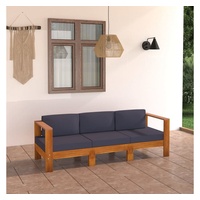 VidaXL 3-Sitzer-Gartensofa mit Dunkelgrauen Auflagen Massivholz Akazie