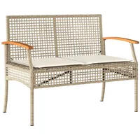 Furnicato Gartenbank mit Kissen Beige Poly Rattan Akazienholz