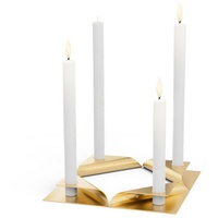 höfats Square Candle Kerzenhalter aus Edelstahl für Stabkerze 20-24mm - Kerzenständer in Gold - 17x9x2,5 cm - 4er Set