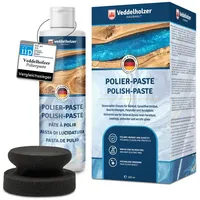 Veddelholzer 200 ml Profi Polierpaste + Polierschwamm für Epoxidharz