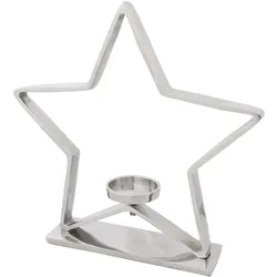Kerzenhalter CREATIV DECO "Weihnachtsdeko", silber (silberfarben), B:42,00cm H:42,00cm, Metall, Kerzenhalter, in Stern-Form, Höhe ca. 42 cm