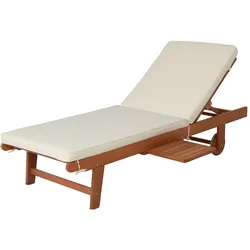 Sonnenliege SAN DIEGO beige +  Auflage Gartenliege Liege Relaxliege Gartenmöbel