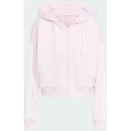 adidas Damen Essentials 3-Streifen French Terry Kapuzenjacke - Clear pink/white XS