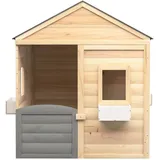 vidaXL Spielhaus, Kinderspielhaus mit Abschließbarer Tür Blumentöpfen, Gartenhaus für Kinder ab 3 Jahren, Outdoor Holzhaus Spielhütte, Tannenholz