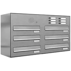 AL Briefkastensysteme 6 Fächer Premium Edelstahl Durchwurf Briefkasten Anlage für Post Post A4, modern, robust, wetterfest, Artikelnummer: 132V6DZ2KS