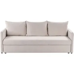 Schlafsofa HOLSEN Stoff Beige mit Stauraum 3-Sitzer