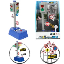 Toi-Toys 23856A - Cars & Trucks - Ampel mit 8 Verkehrszeichen (mit Licht und Sound)