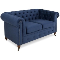 JVmoebel Sofa, designer 2 Sitzer Textil Sofas Couchen Neu Chesterfield Couch Polster Ledersofa blau