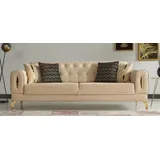 Casa Padrino Schlafcouch Beige/Gold 2-Sitzer