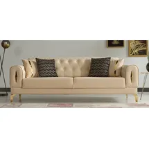 Casa Padrino Schlafcouch Beige/Gold 2-Sitzer