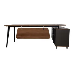 Jet-Line Chefschreibtisch Schreibtisch Tisch Bürotisch Büromöbel Büroausstattung Bürozubehör Holzschreibtisch Holzoptik massiv Nussbaum San Paulo Jet-Lin