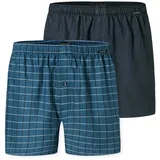 SCHIESSER Boxershorts kariert Dunkelblau/Petrol 4XL 2er Pack