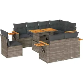 vidaXL Garten-Sofagarnitur 9-tlg. grau Akazie