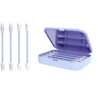 Wattestäbchen,Micro Applikatoren Pinsel,4pcs mit Box Wiederverwendbare Wattestäbchen,Reinigungsstäbchen,Silikon Wattestäbchen,Wimpernverlängerung Pinsel für Make-Up,Dental und Oral