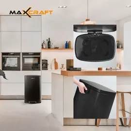 MAXCRAFT Mülleimer / Treteimer mit Soft Close Deckel - 50 Liter in Schwarz