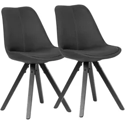 KADIMA DESIGN 2er Set Esszimmerstuhl Anthrazit mit schwarzen Beinen Stuhl Skandinavisch, Polsterstuhl mit Stoff-Bezug, Design Küchenstuhl