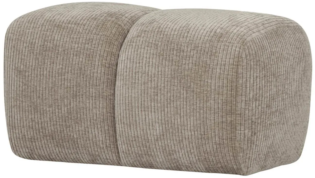 Hocker Mojo aus Flachcord, modern gepolstert, Sand Beige, luxuriöse Textur