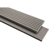 GartenLand WPC Terrassendiele Vintage Massiv 20 x 145 x 3000 mm Silbergrau Genutet und Glatt Hohlkammer