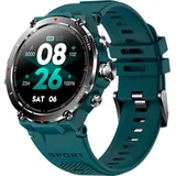 Smartwatch für Damen und Herren GPS Smartwatch | Amoled HD Touchscreen | 14 Sportmodi |Benachrichtigungs-Apps und Anrufe | IP68| Zyan for Android IOS - Cyan