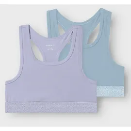NAME IT Mädchen Nkfshort Top 2P Noos, Purple Heather, Numeric_134 (2er Pack) - numeric_134