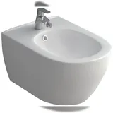 Alpenberger Hänge-Bidet mit HG Focus Einhebel-Bidetmischer und Ablaufgarnitur | Toilette Komplett-Set Dusch WC mit Überlaufschutz | Keramik Wand-Bidet