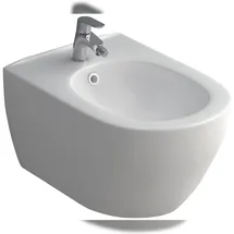 Alpenberger Hänge-Bidet mit HG Focus Einhebel-Bidetmischer und Ablaufgarnitur | Toilette Komplett-Set Dusch WC mit Überlaufschutz | Keramik Wand-Bidet