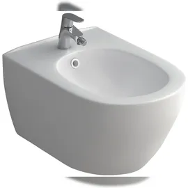 Alpenberger Hänge-Bidet mit HG Focus Einhebel-Bidetmischer und Ablaufgarnitur | Toilette Komplett-Set Dusch WC mit Überlaufschutz | Keramik Wand-Bidet