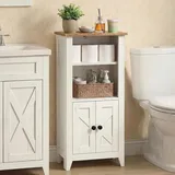 VASAGLE Badezimmerschrank im Landhausstil Vintageweiß/Honigbraun