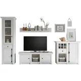 furn.design Wohnwand weiß Landhaus Schrankwand 4-teilig 340 x 207 cm, Hooge